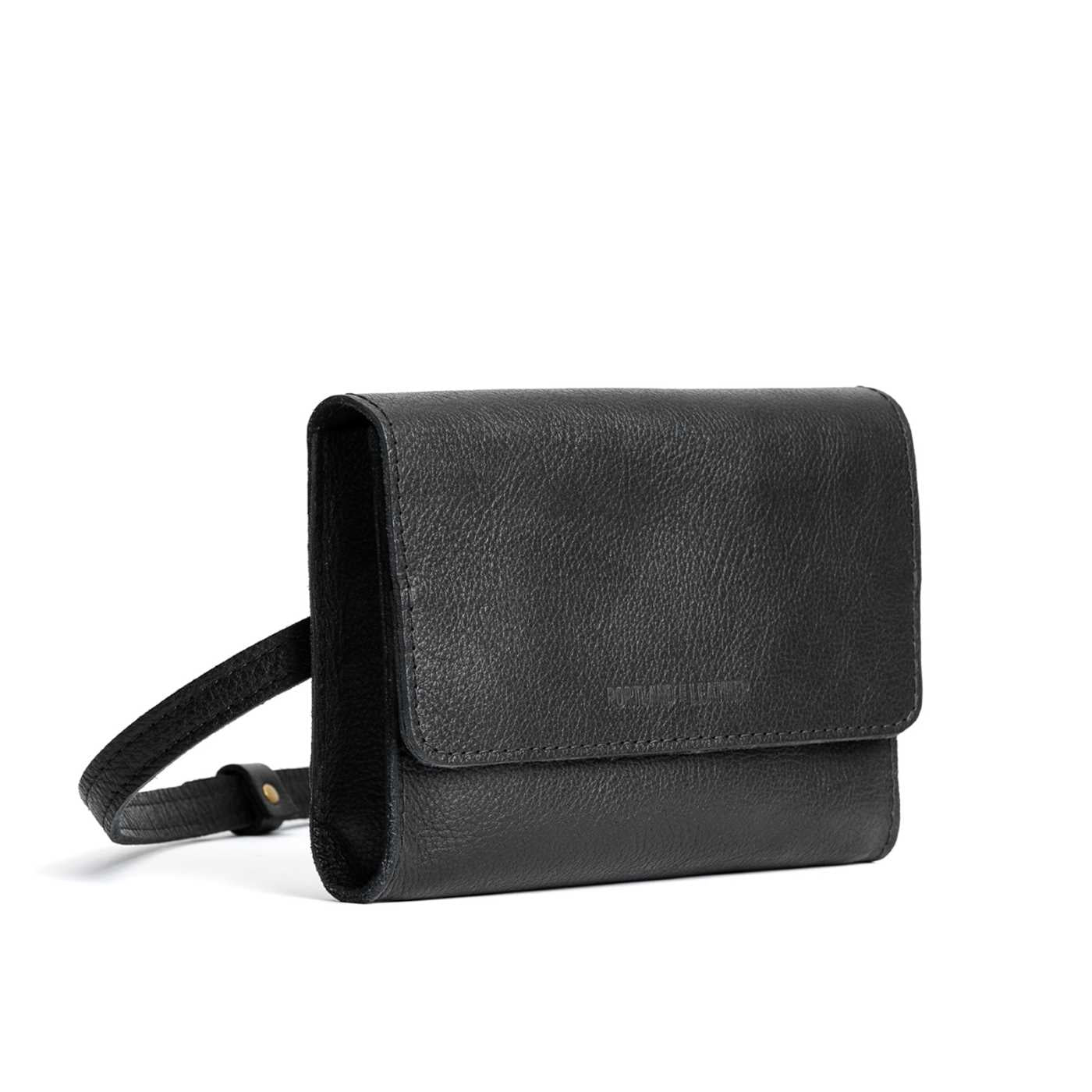  Pebbled--black | Petite bag with magnetic flap closure and adjustable belt strap