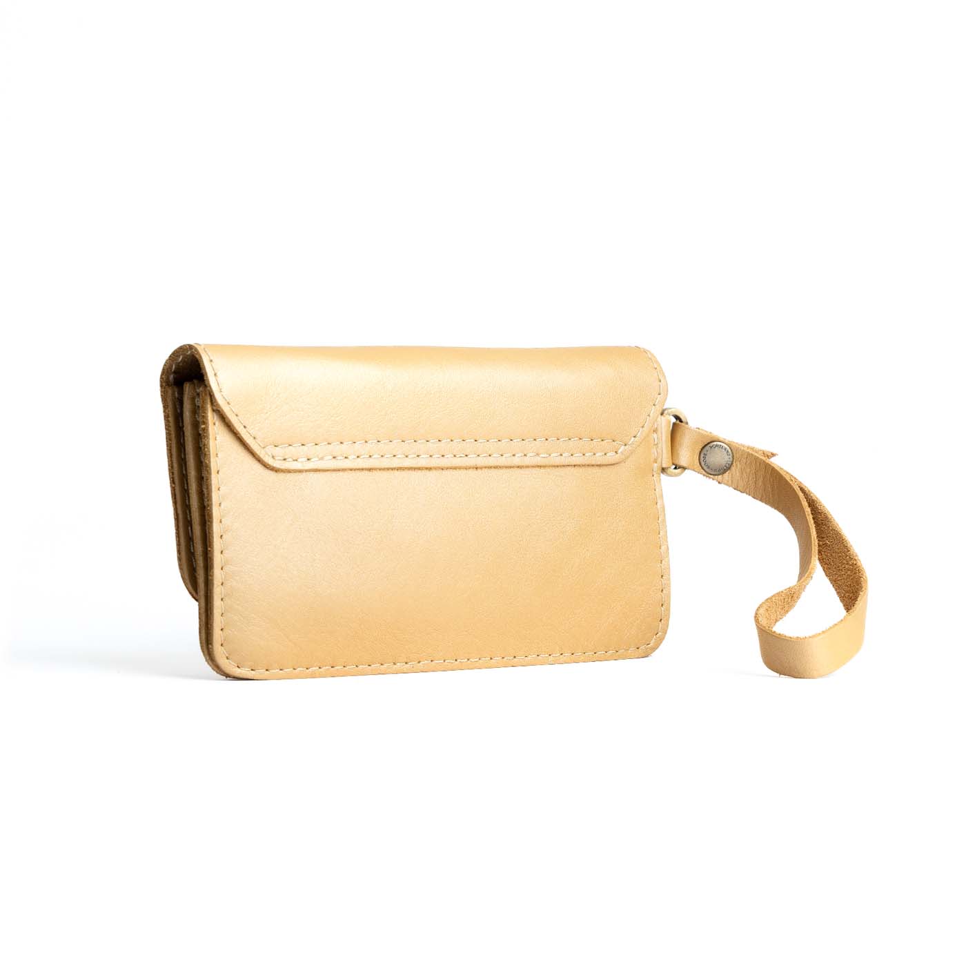 Champagne | Leather wallet clutch with wristlet and magnetic closure