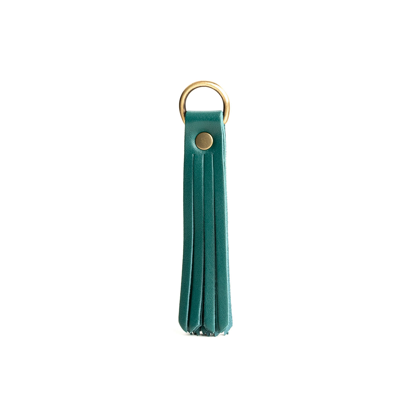 Peacock*Large | slim leather tassel with brass ring