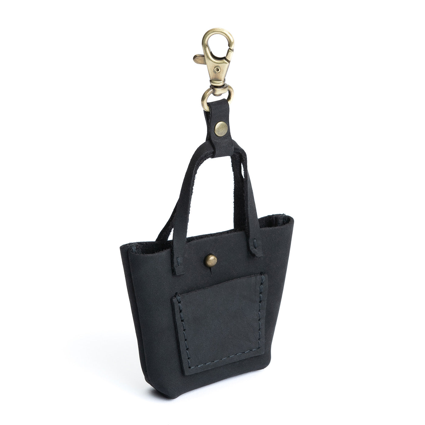 All Color: Shadow Black | tiny tote purse keychain with lobster clasp and front pocket