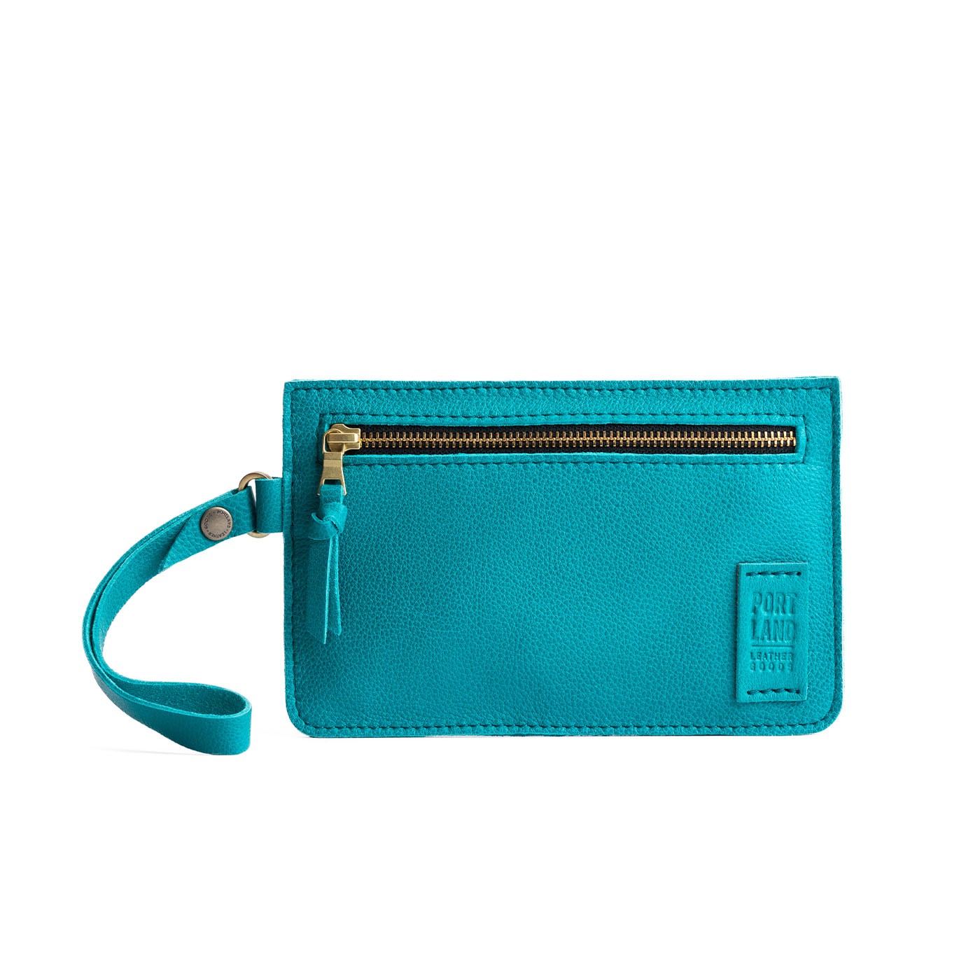 Baja | Flat leather pouch with zipper and wristlet