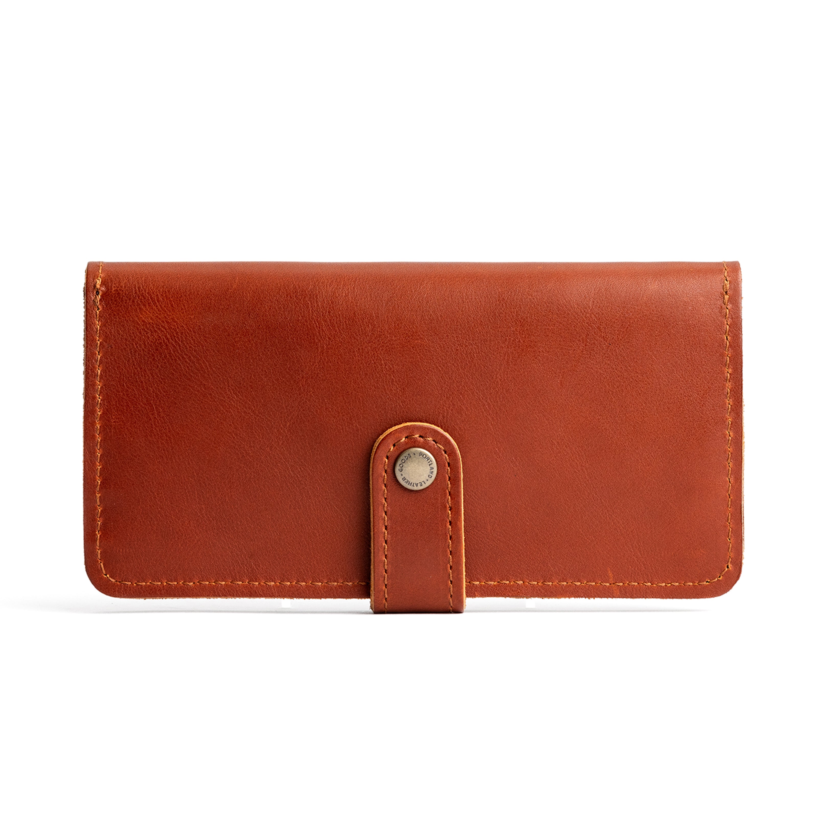 Chestnut | Leather wallet with snap closed