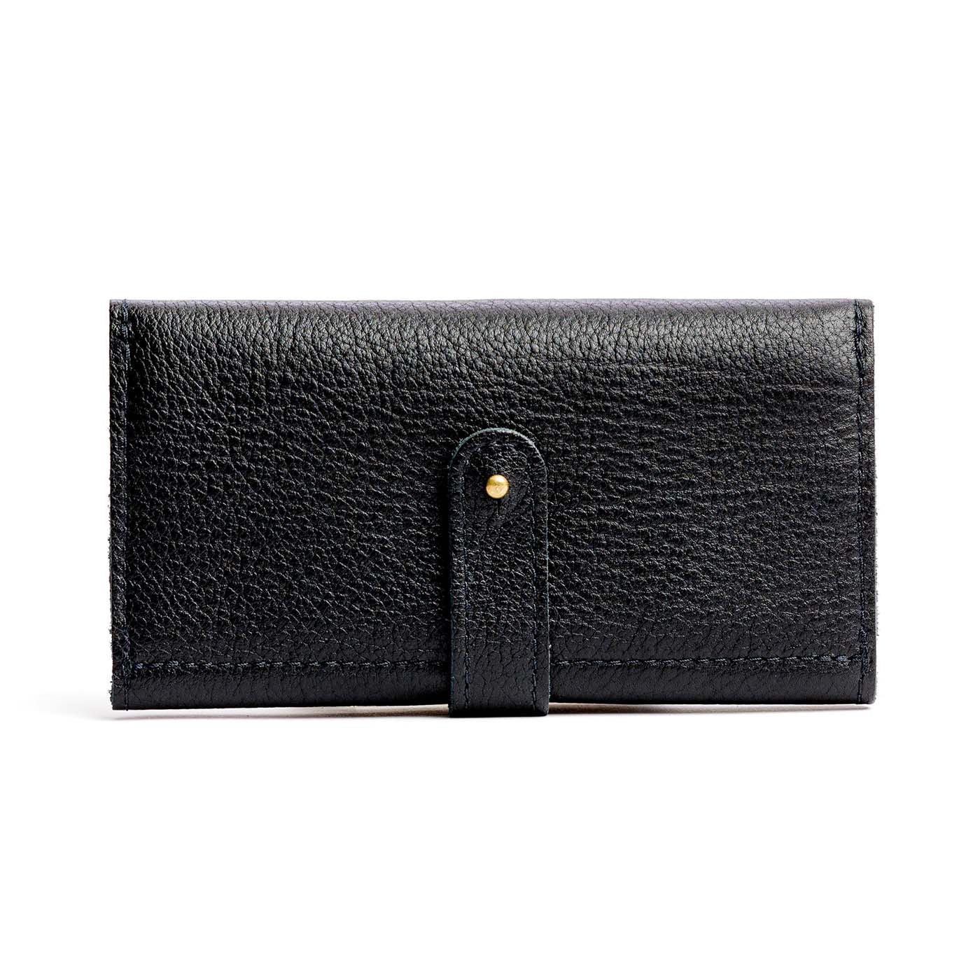 Pebbled--black | Leather wallet with Sam Browne closure