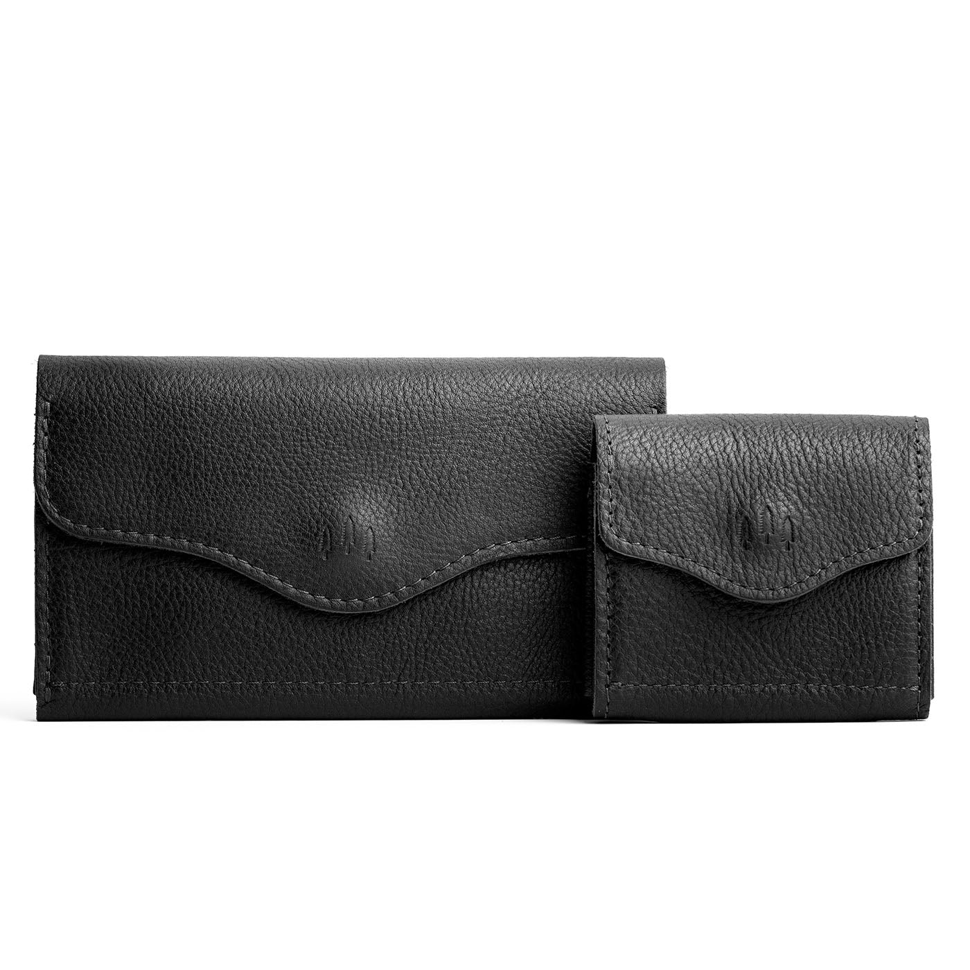 Pebbled--black | Comparison shot of Bozeman and Small Bozeman Wallets