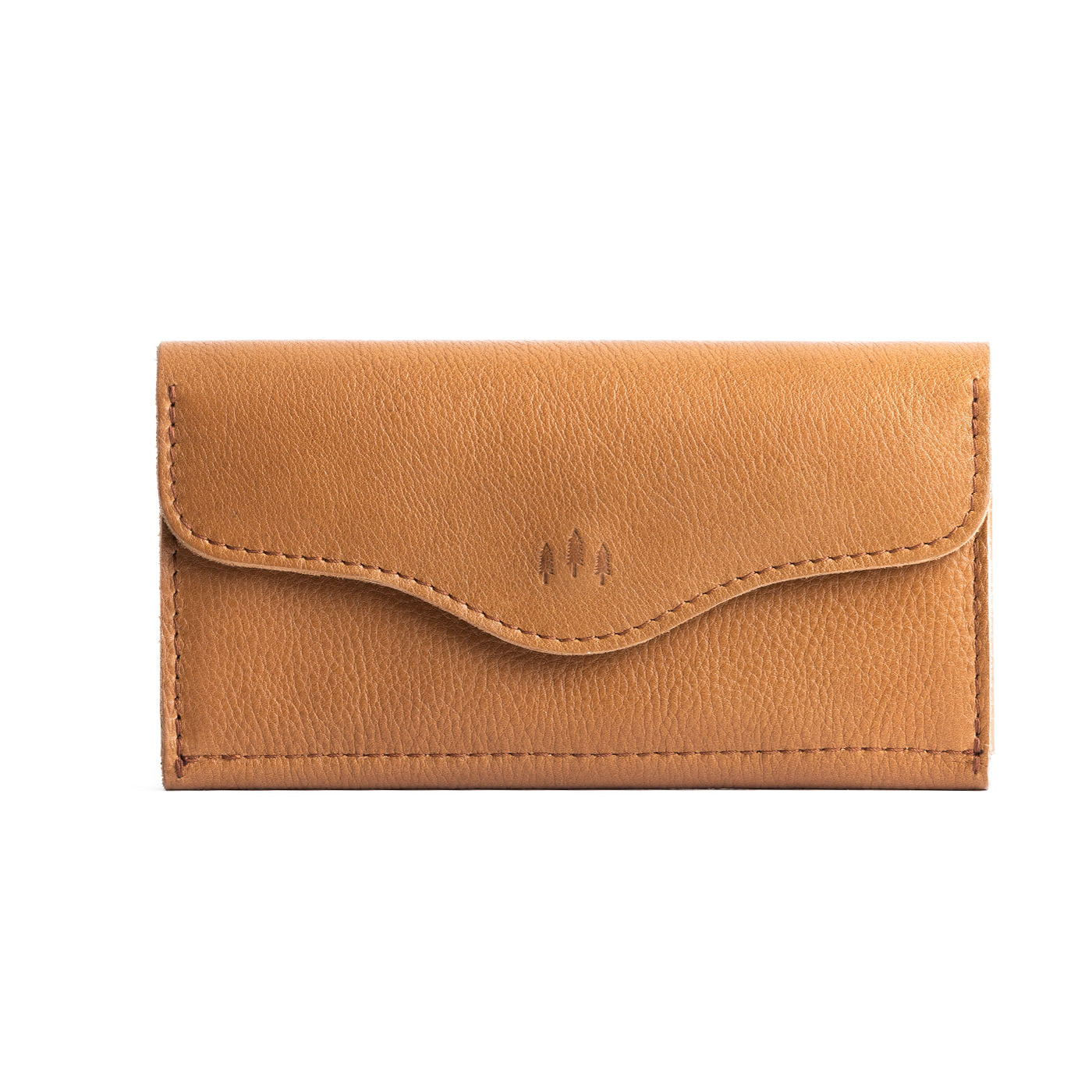 Shortbread | Large leather wallet with snap closure and three trees debossed