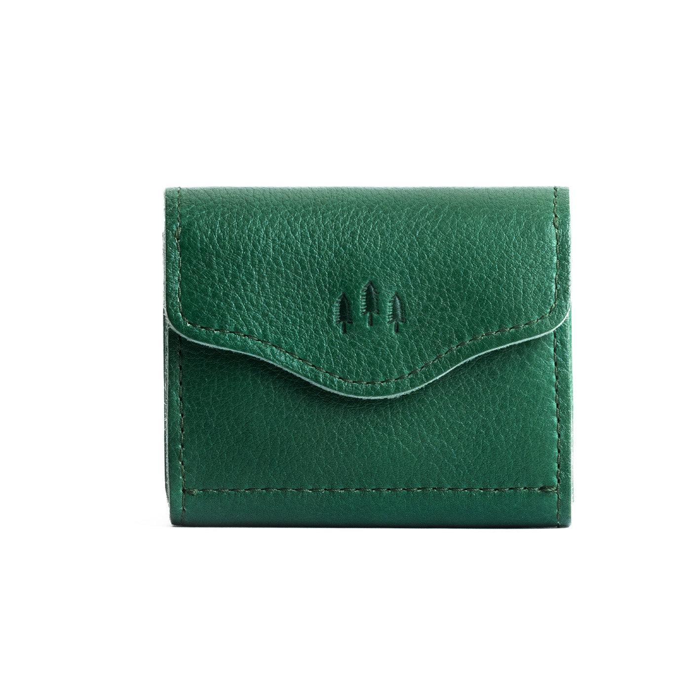 Bacalar | Compact leather wallet with snap closure and three trees debossed