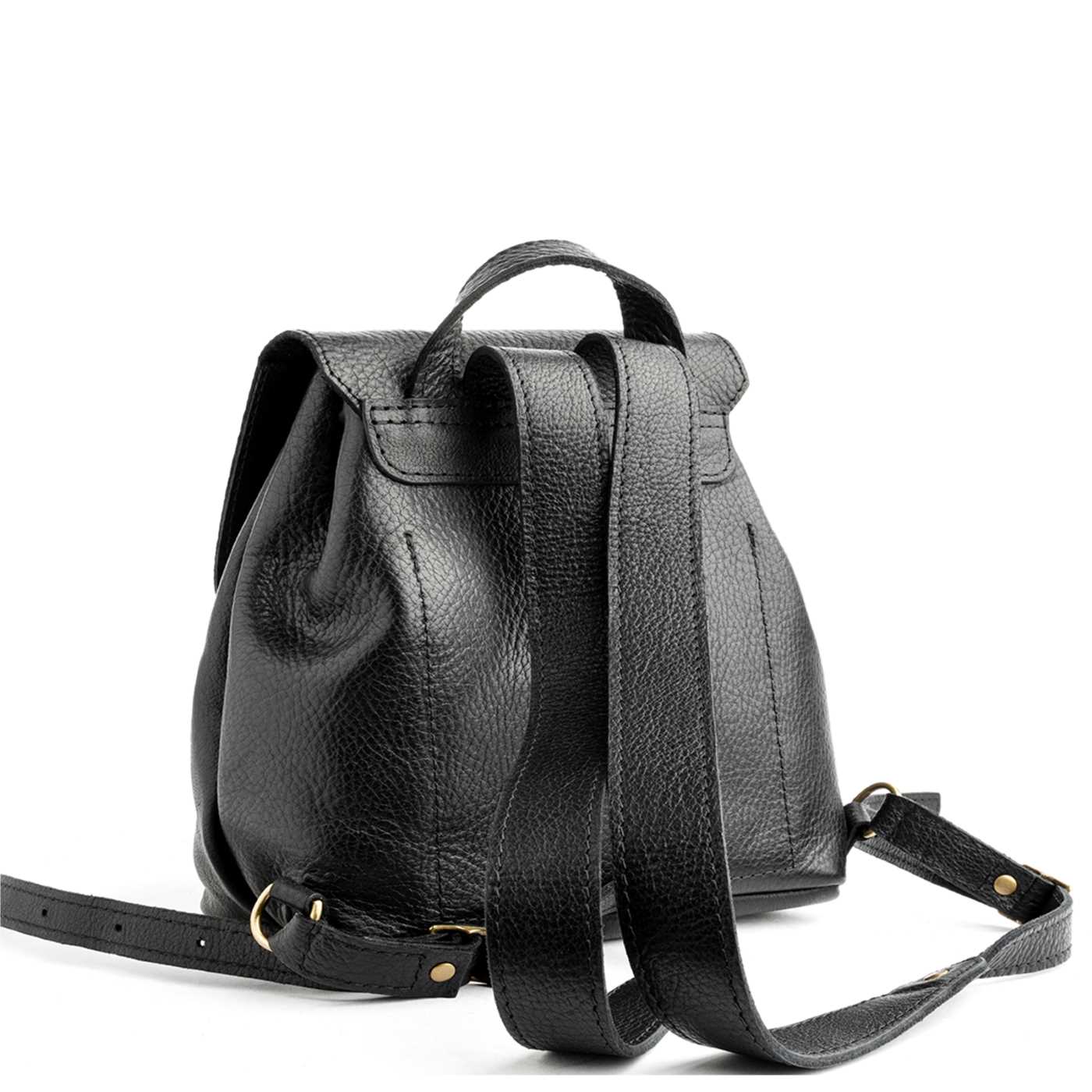 All Color: Pebbled--black | Slouchy leather bucket backpack