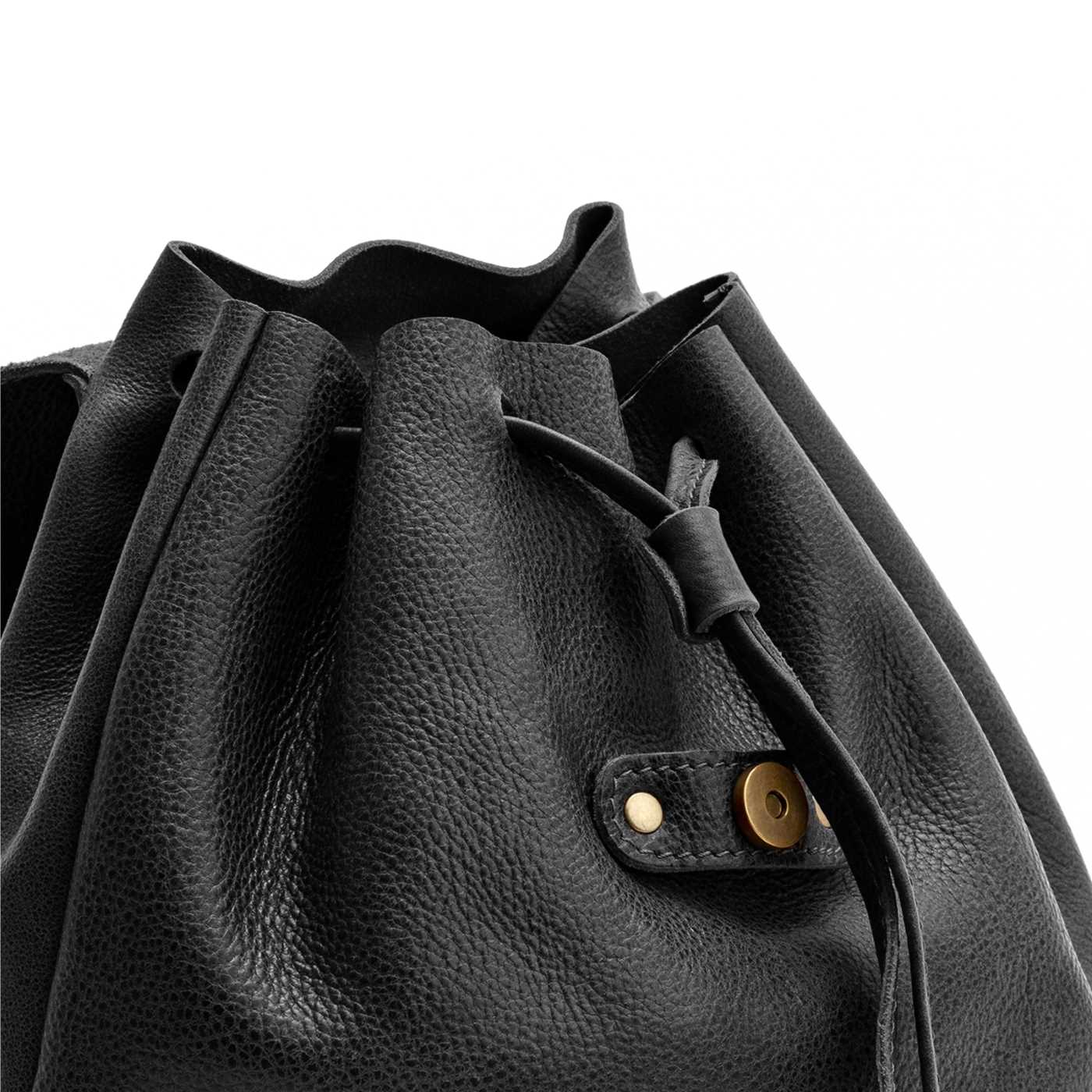 All Color: Pebbled--black | Slouchy leather bucket backpack