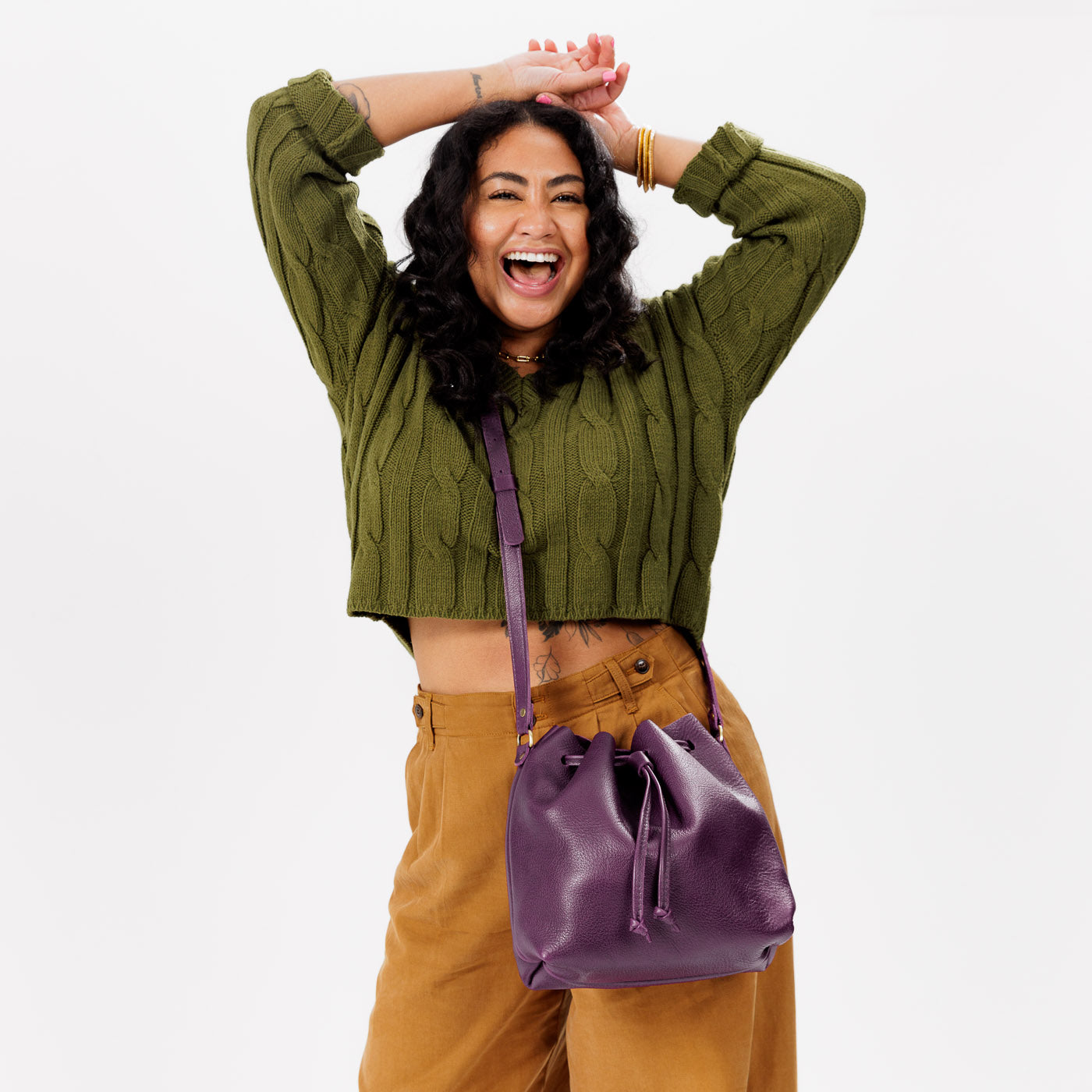 Plum Large | Slouchy crossbody bag with drawstring closure