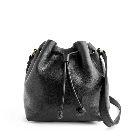 Pebbled--black*Large | Slouchy crossbody bag with drawstring closure