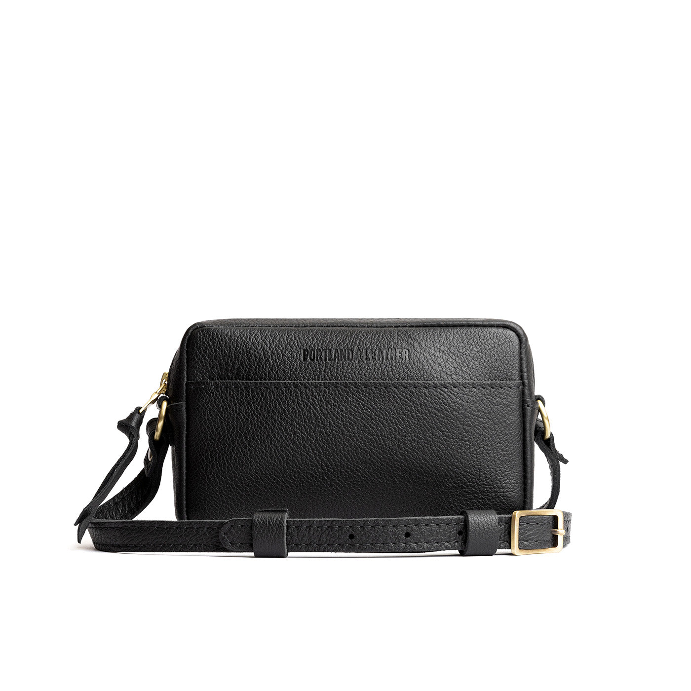 Pebbled--black Small | Petite rectangular crossbody with adjustable strap