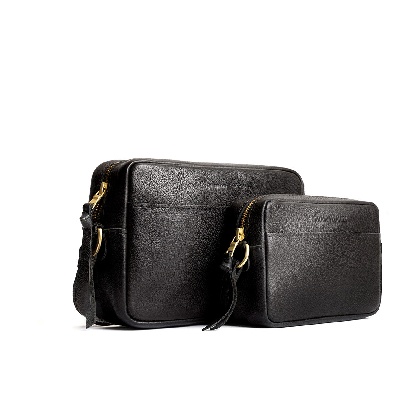 Pebbled--black | Two sizes of rectangular crossbody with adjustable strap