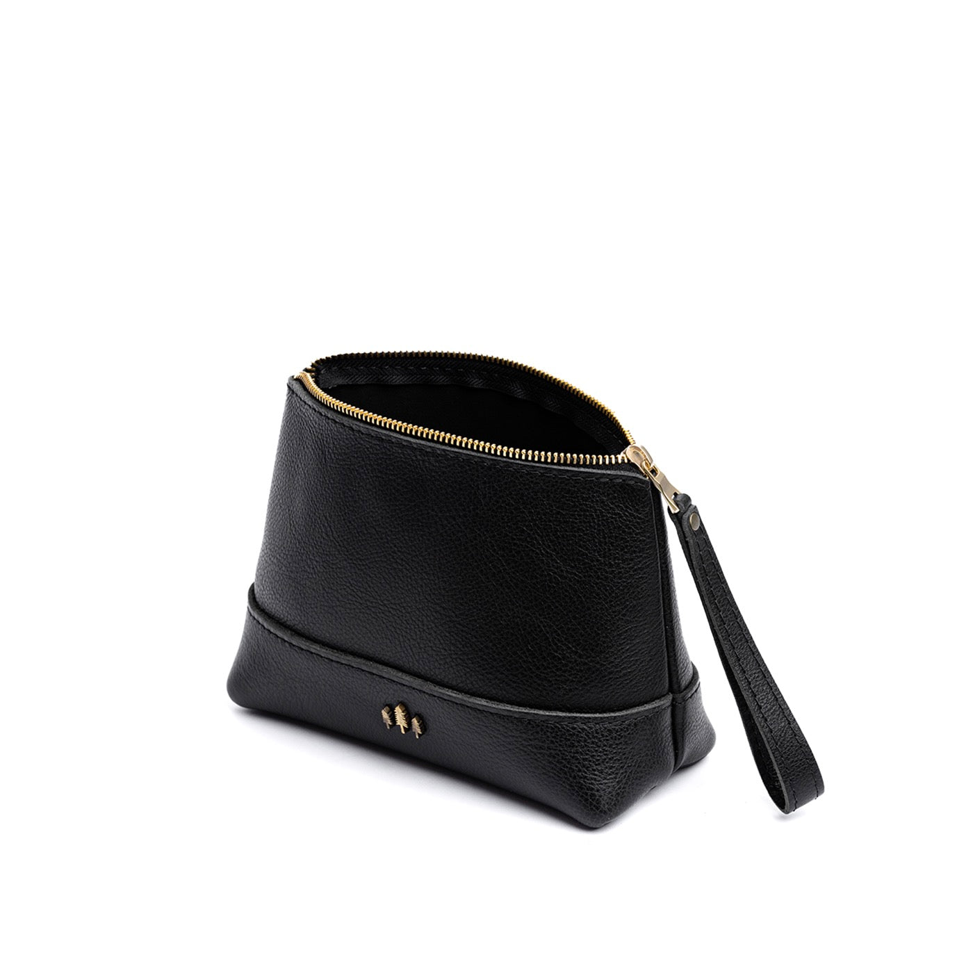 Pebbled--black*Large | Zip top rectangular pouch with wide base and narrow top