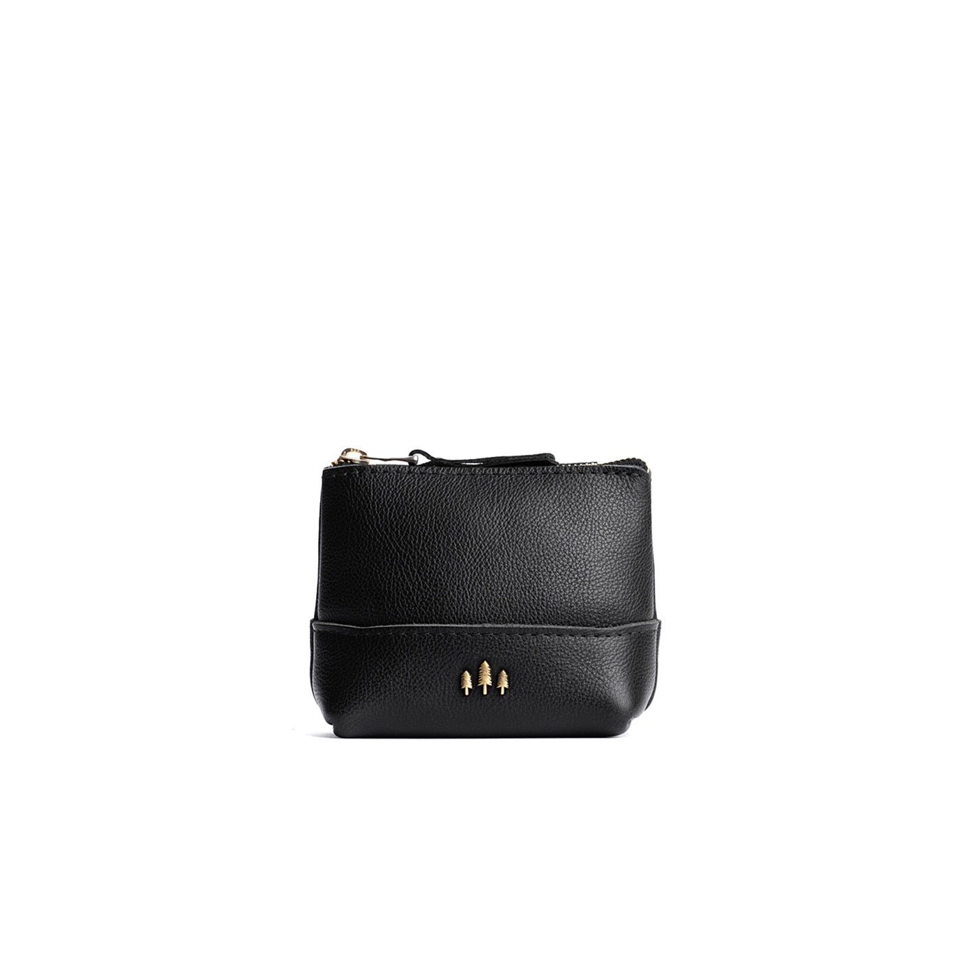 Pebbled--black Small | Zip top rectangular pouch with wide base and narrow top