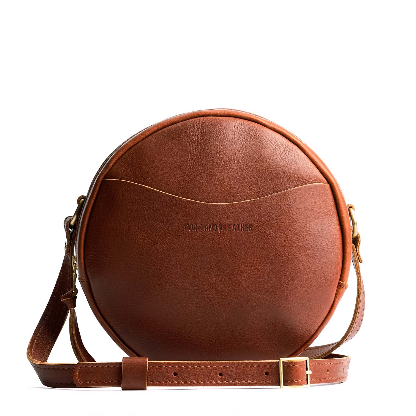 Chestnut*Large | Circle shaped crossbody bag with top zipper