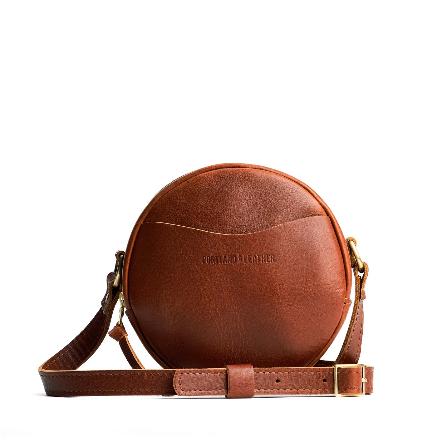 Chestnut Small | Circle shaped crossbody bag with top zipper