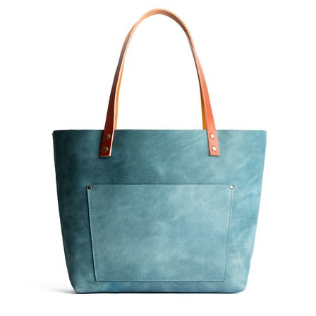 Aqua*Classic | Large leather tote bag with sturdy bridle handles and front pocket