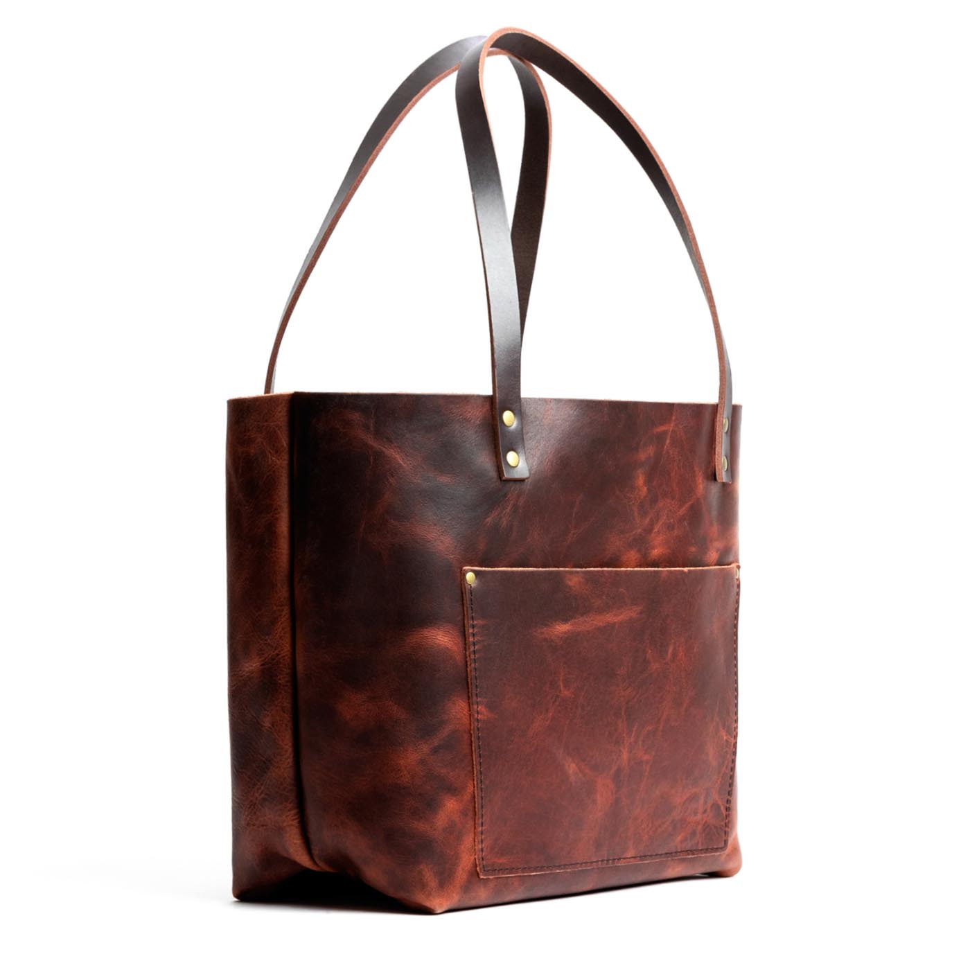 Lava Classic | Large leather tote bag with sturdy bridle handles and front pocket