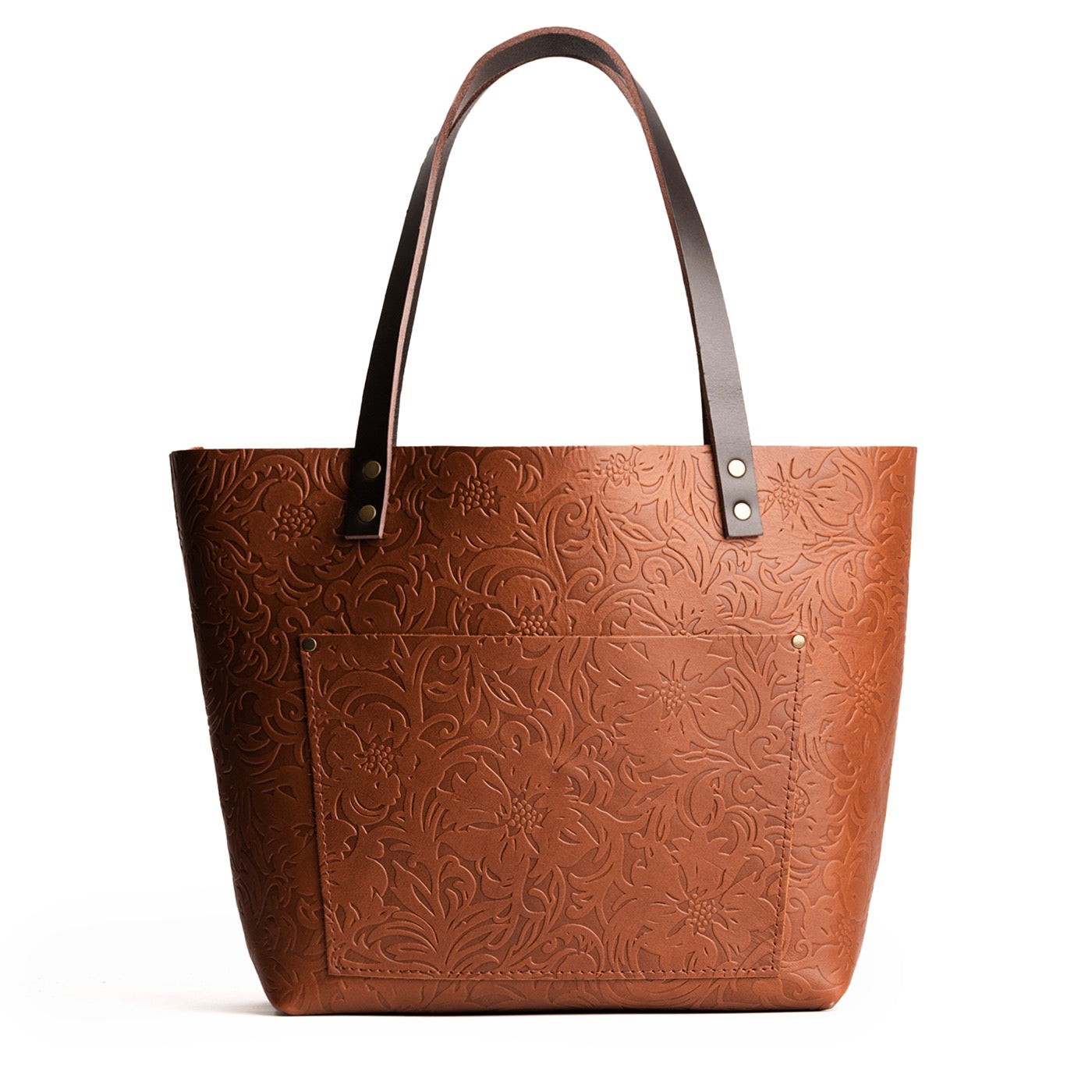 Meadow*Classic | Large zipper leather tote bag with sturdy bridle handles and front pocket