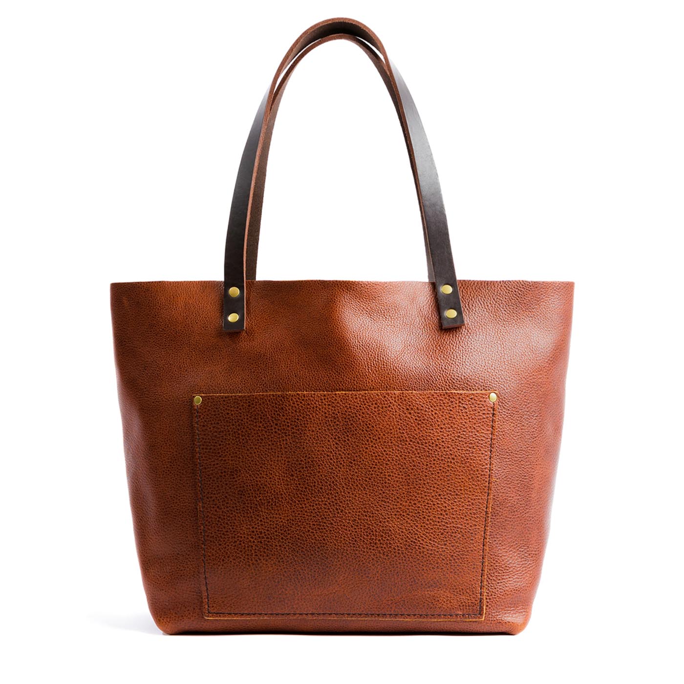 Nutmeg Classic | Large leather tote bag with sturdy bridle handles and front pocket