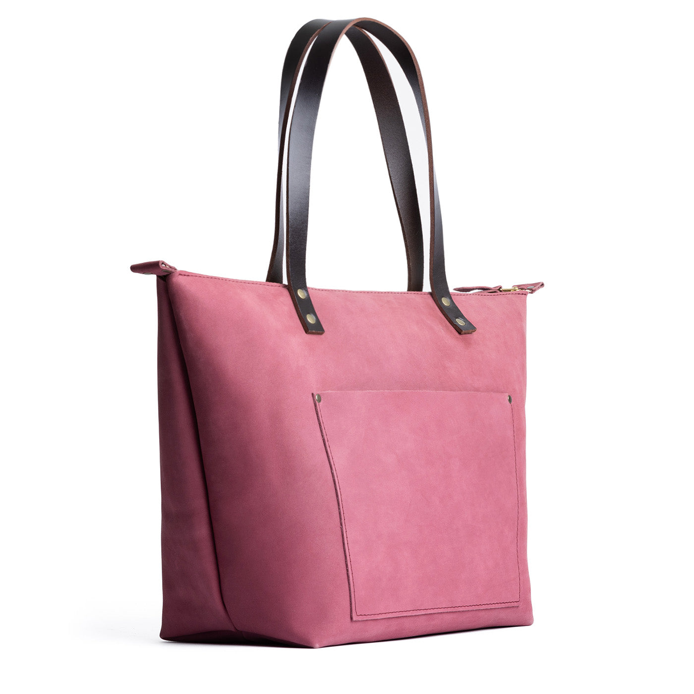 Foxglove*Zipper | Large leather tote bag with sturdy bridle handles and front pocket