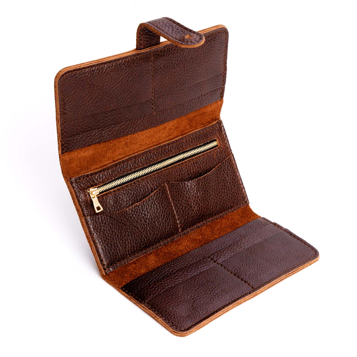 Coldbrew | Leather wallet with Sam Browne closure open