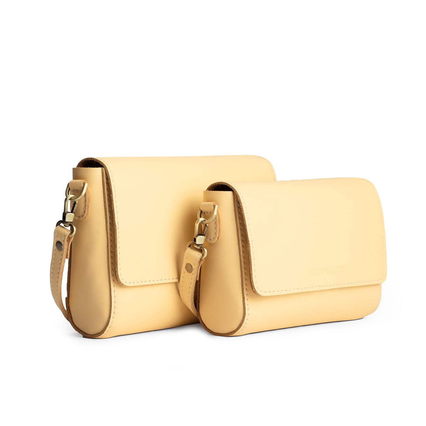 Vanilla | Side by Side of both sizes of Leather Crossbody Bag with Magnetic Messenger Bag Closure