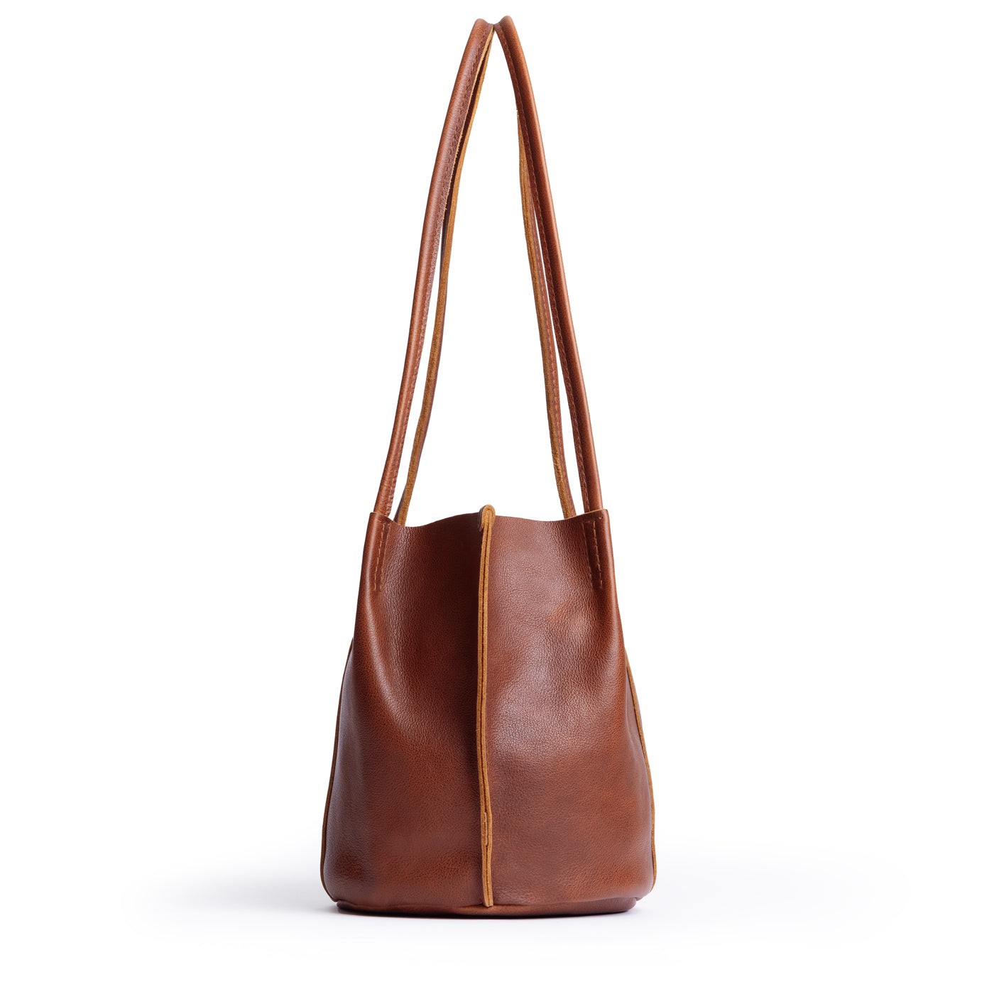 Nutmeg*Classic | Petite bucket shaped tote bag with matching leather handles