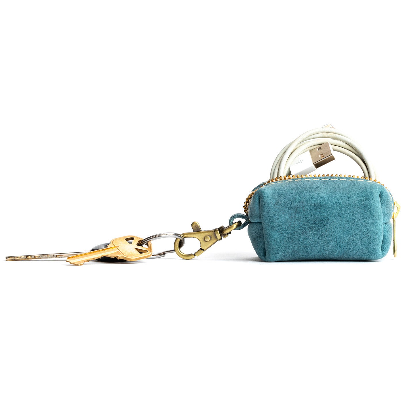 All Color: Aqua | Leather small keychain pouch