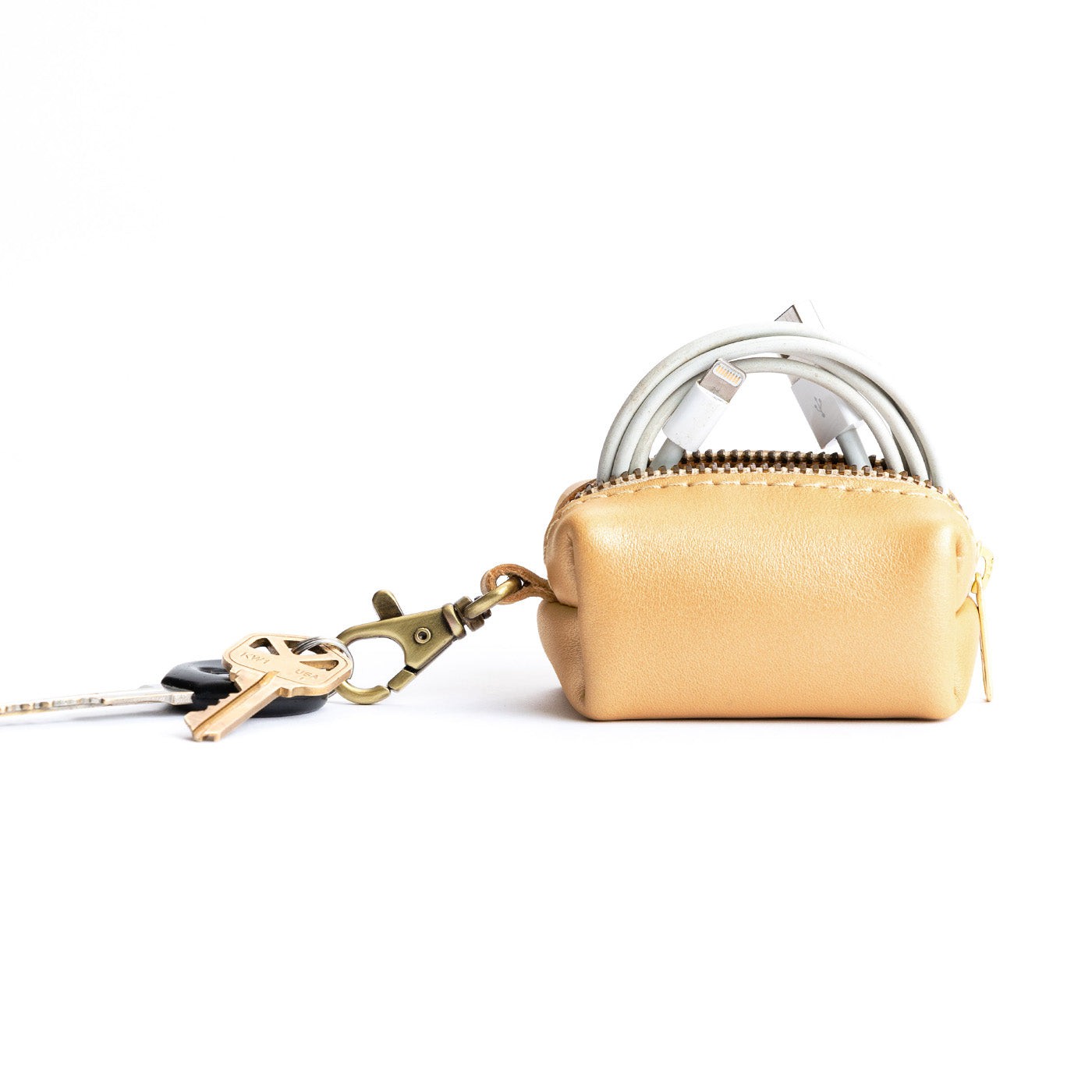 All Color: Champagne | Leather small keychain pouch