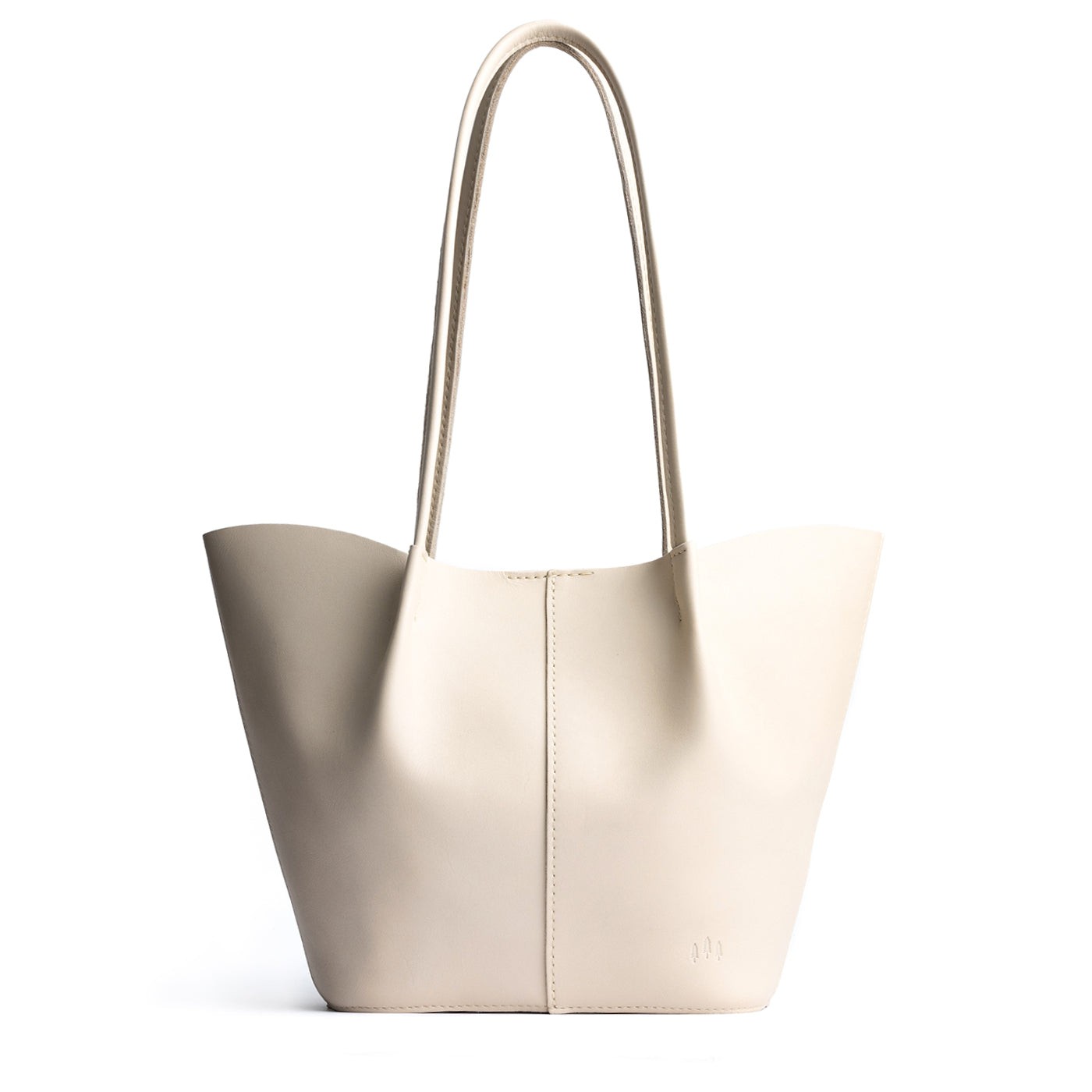 Bone Large | Wide bucket shaped tote bag with matching leather handles