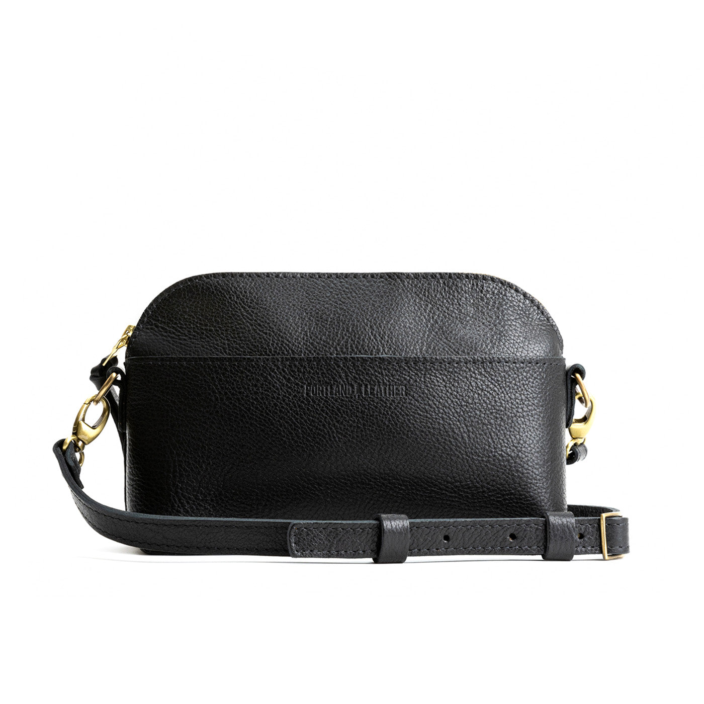 Pebbled--black*Classic | Dome shaped crossbody purse with front and back pockets