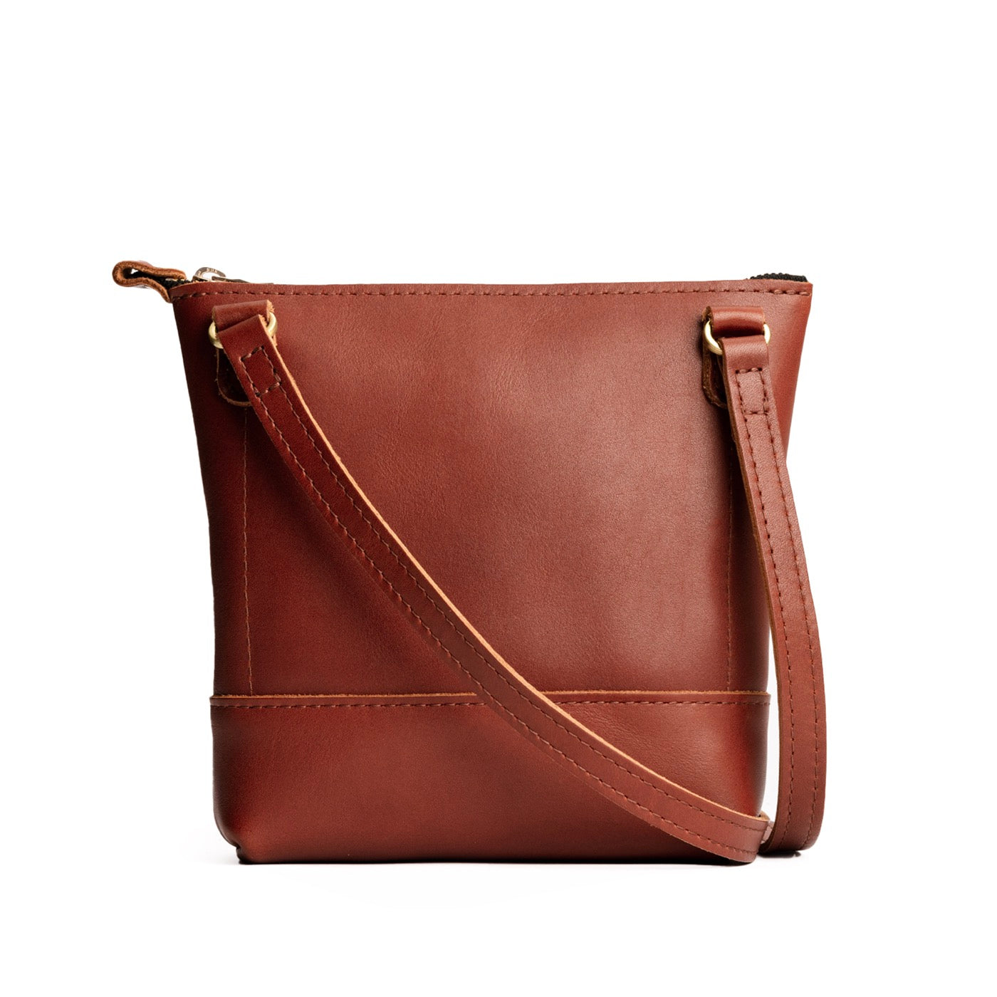 Chestnut | Small rectangular crossbody purse with top zipper and interior pocket