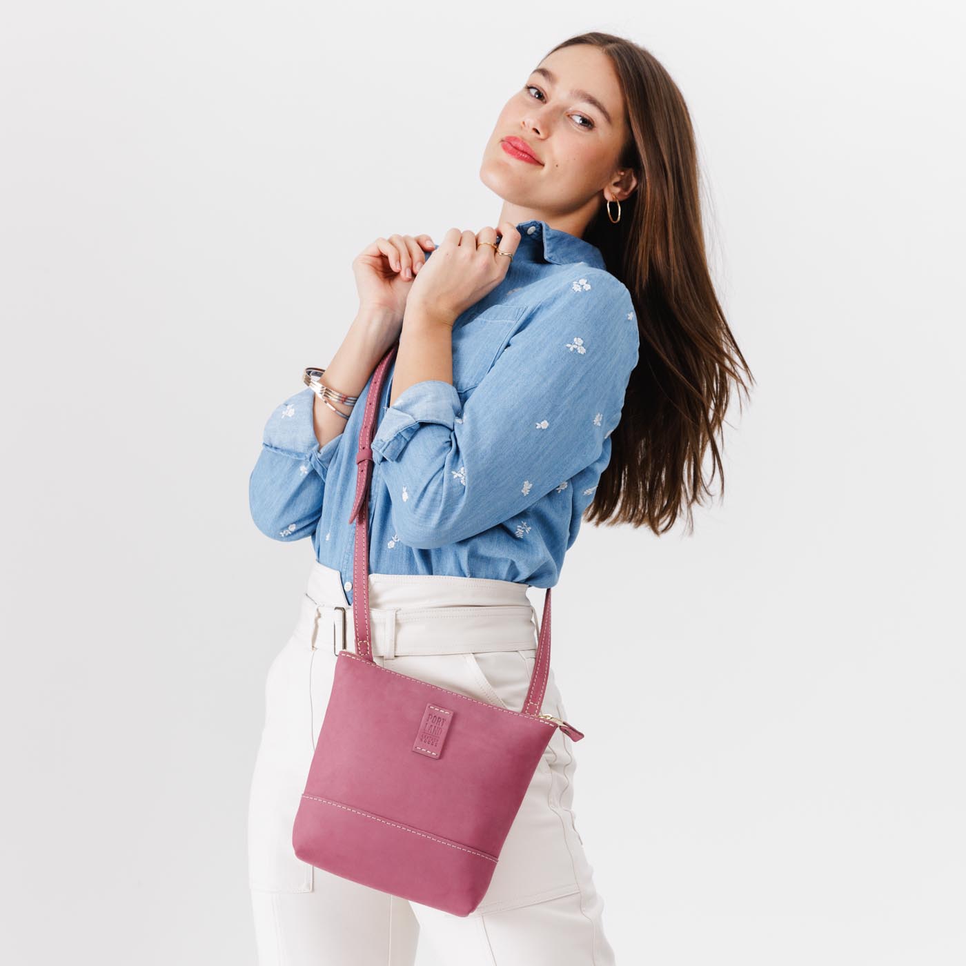  Foxglove | Small rectangular crossbody purse with top zipper and interior pocket