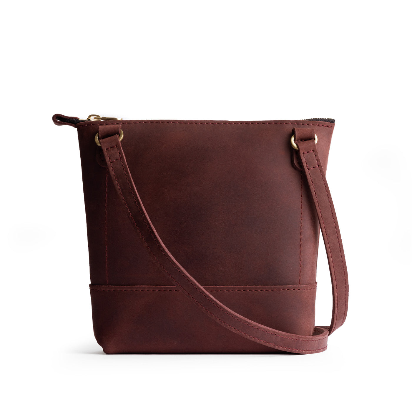 Merlot | Small rectangular crossbody purse with top zipper and interior pocket