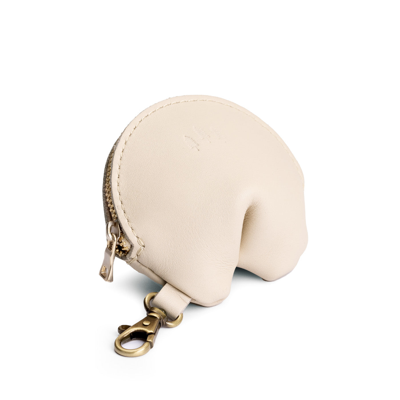 Bone | Leather fortune cookie shaped keychain pouch