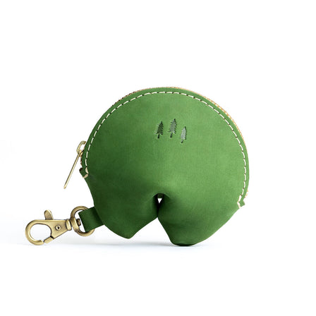 All Color: Succulent | Leather fortune cookie shaped keychain pouch