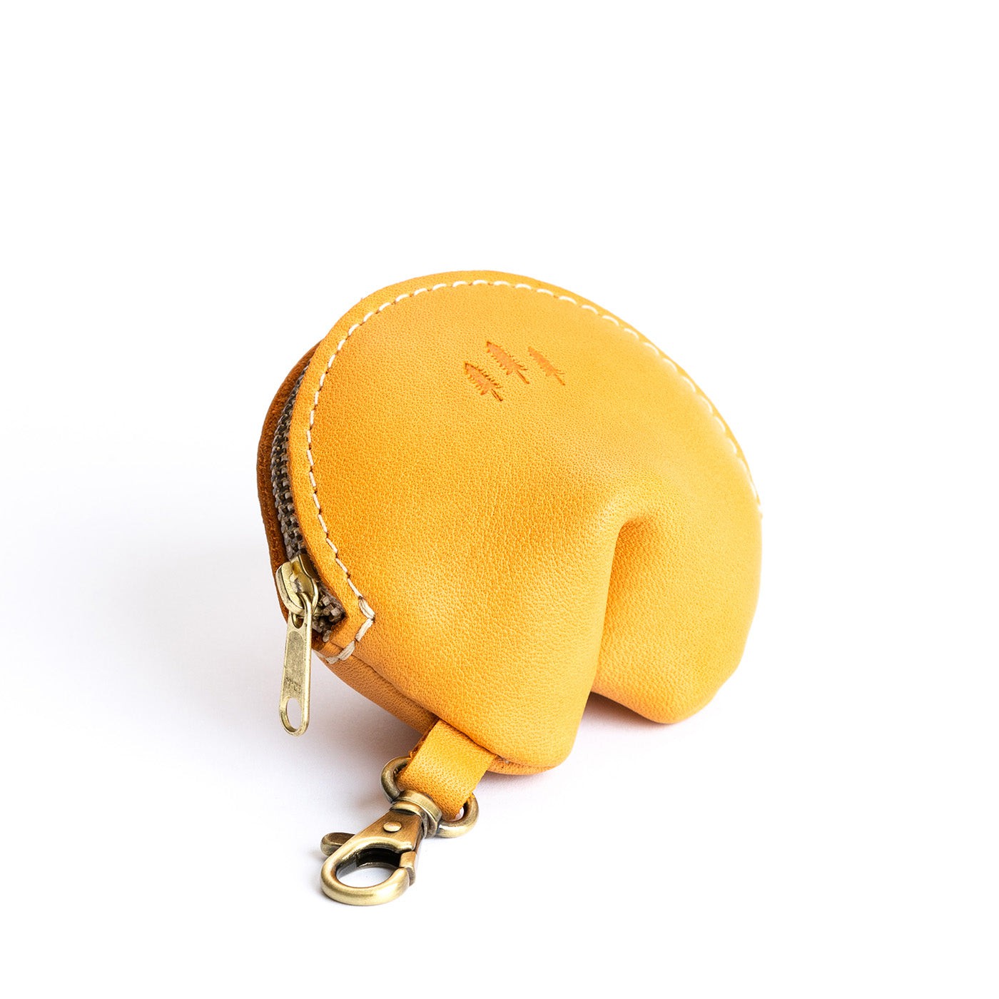 All Color: Sunflower | Leather fortune cookie shaped keychain pouch