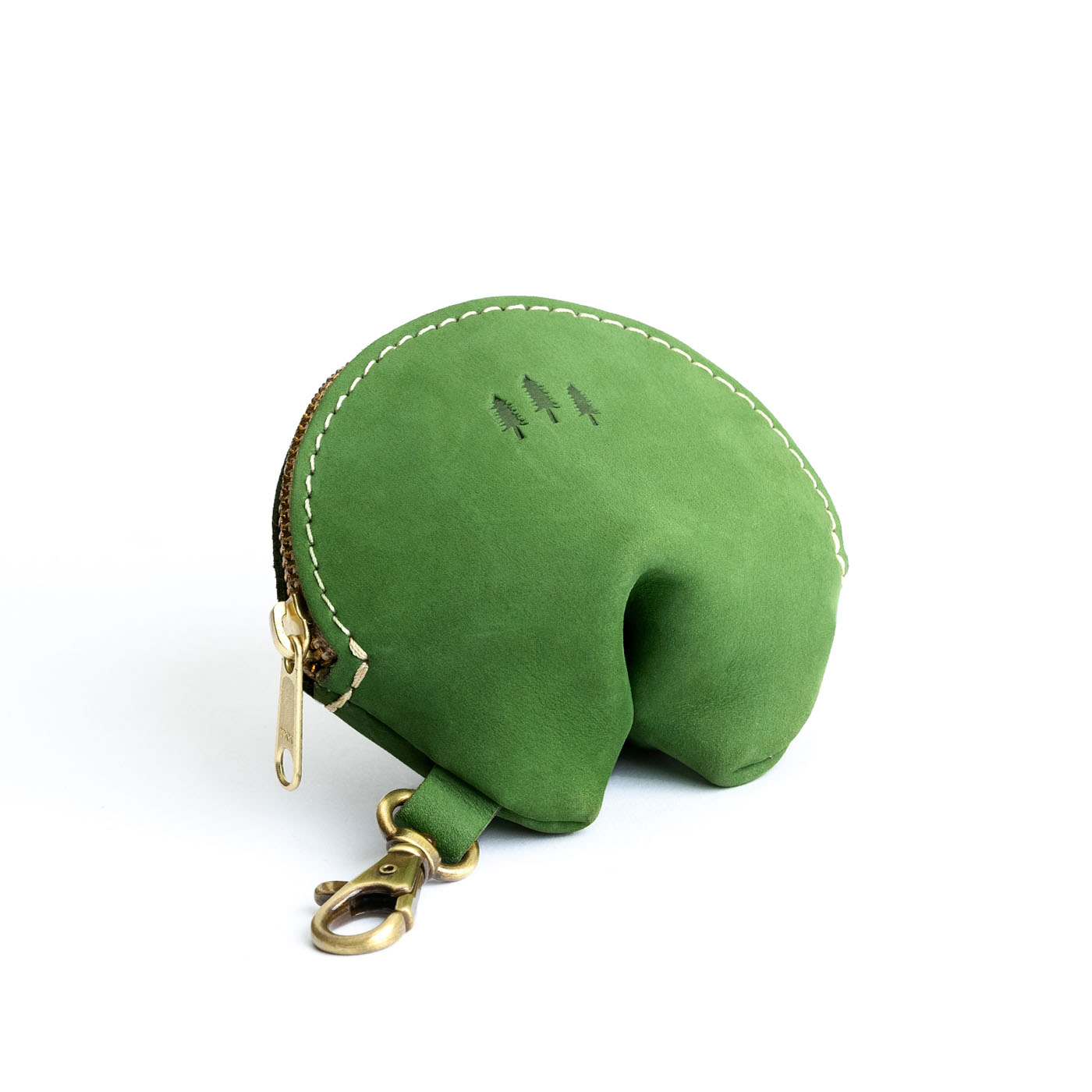 All Color: Succulent | Leather fortune cookie shaped keychain pouch