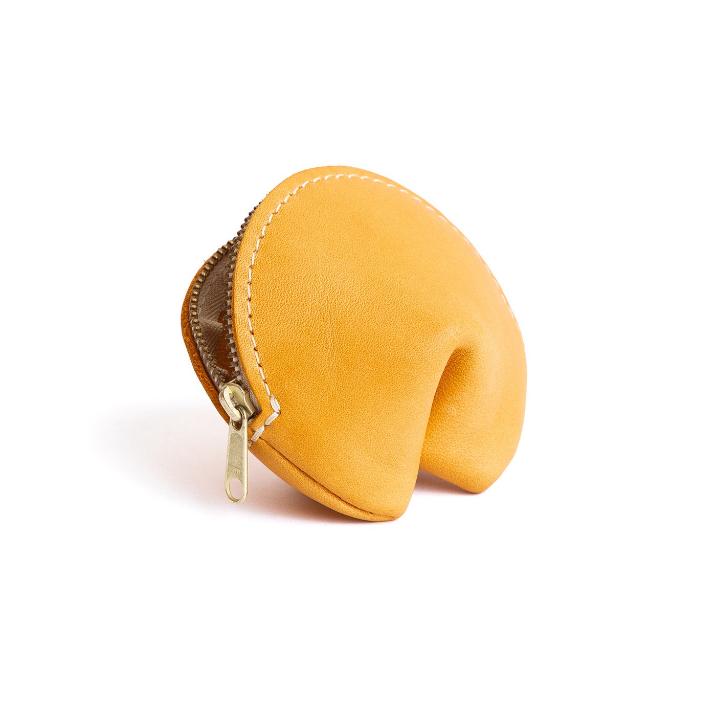 All Color: Sunflower | Leather fortune cookie shaped pouch