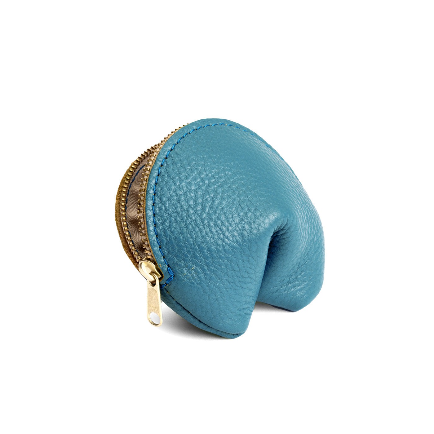 Turquoise | Leather fortune cookie shaped pouch