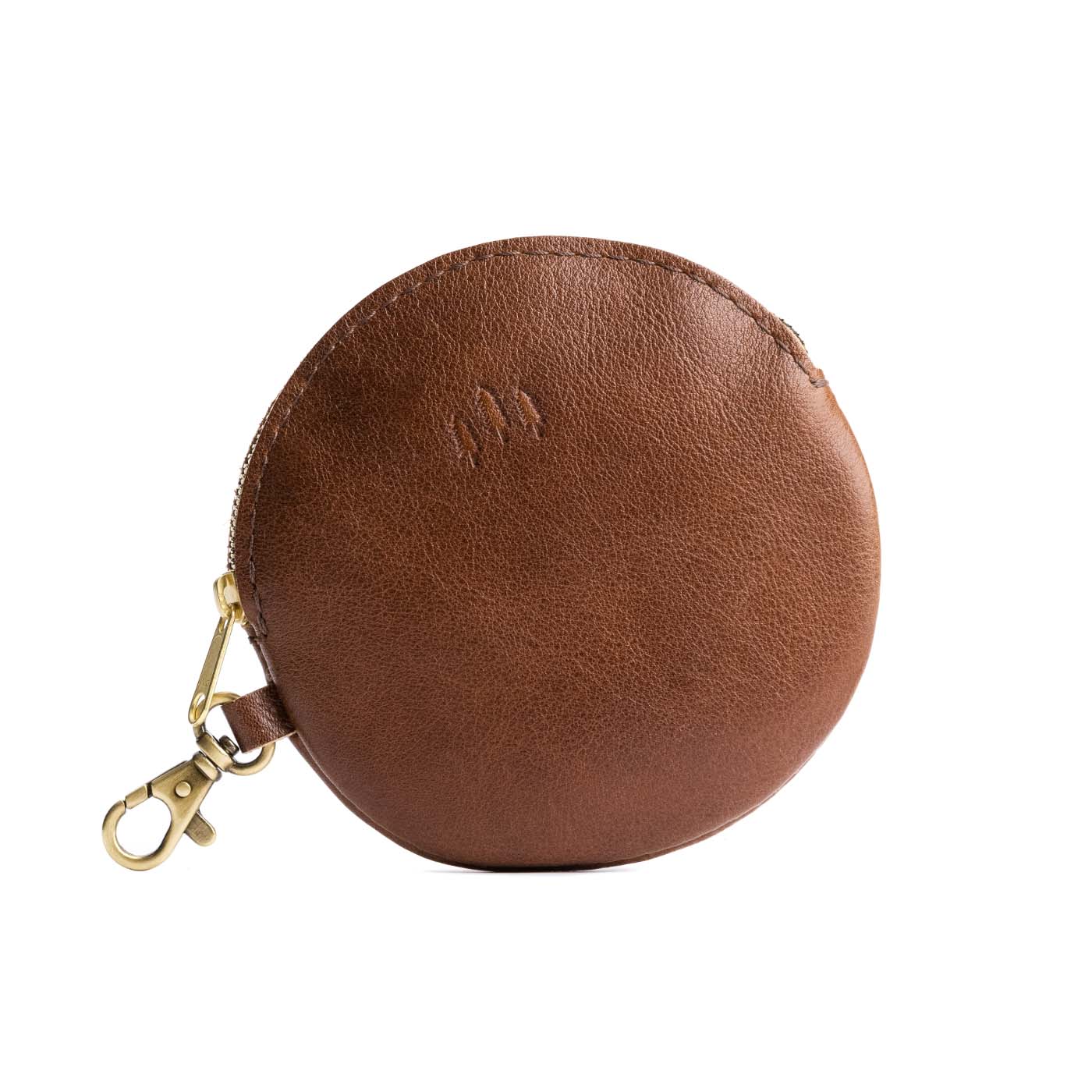 Carajillo | Leather flat round keychain pouch