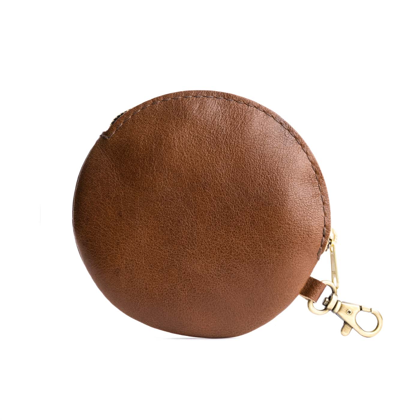 Carajillo | Leather flat round keychain pouch