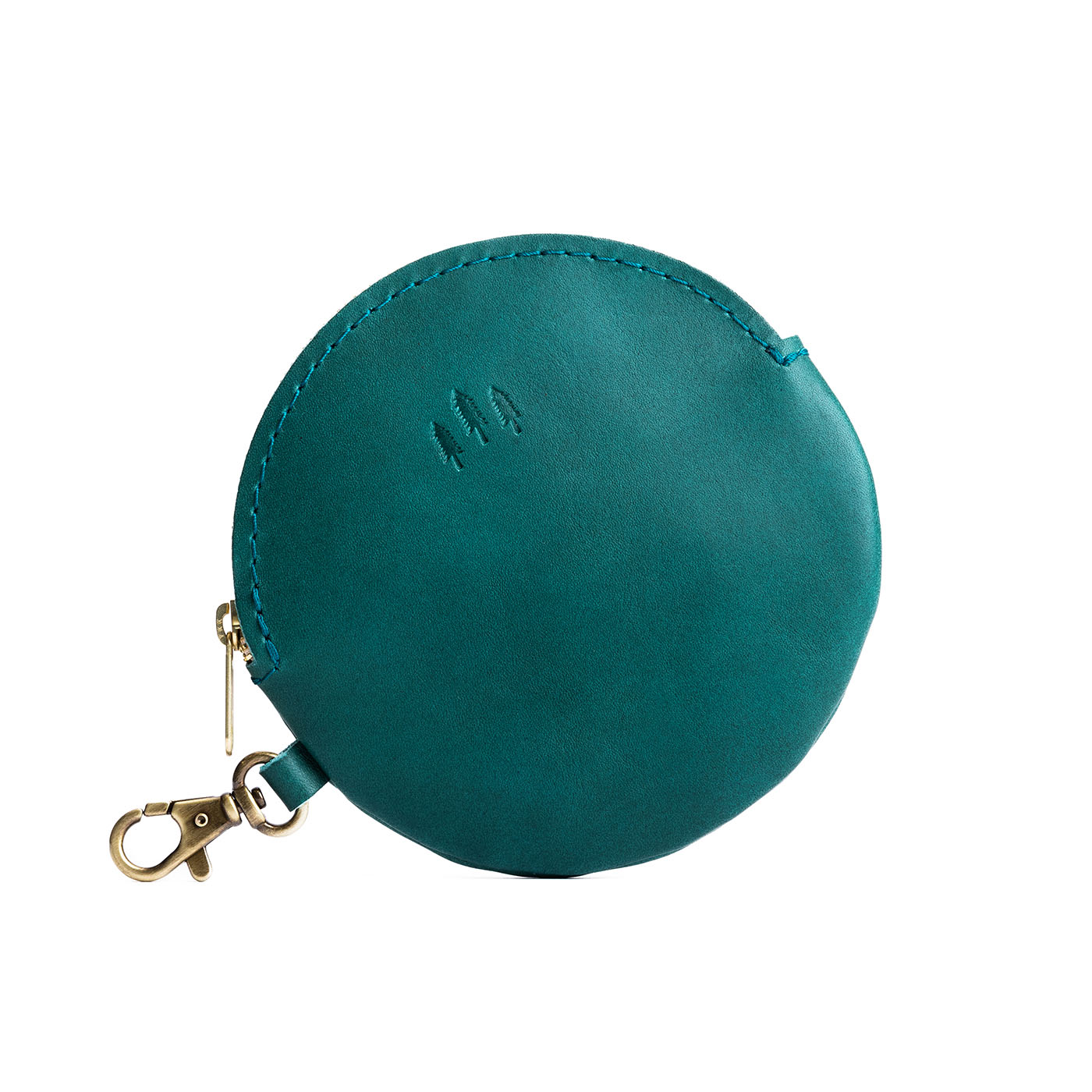 Caribbean | Leather flat round keychain pouch