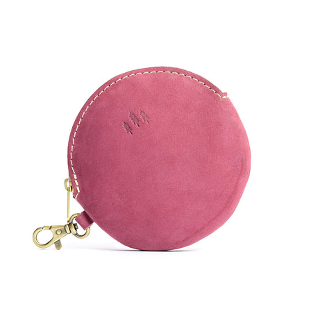 All Color: Foxglove | Leather flat round keychain pouch