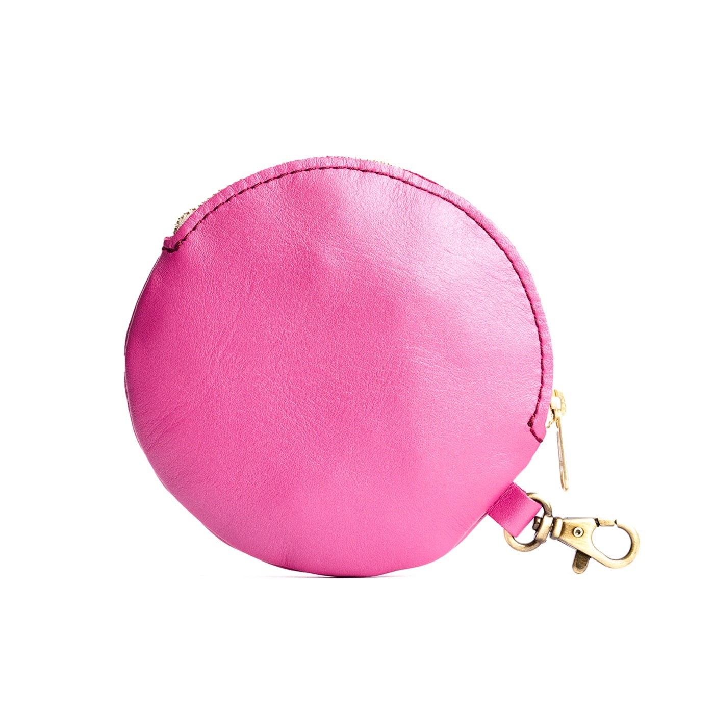 Lip Gloss | Leather flat round keychain pouch