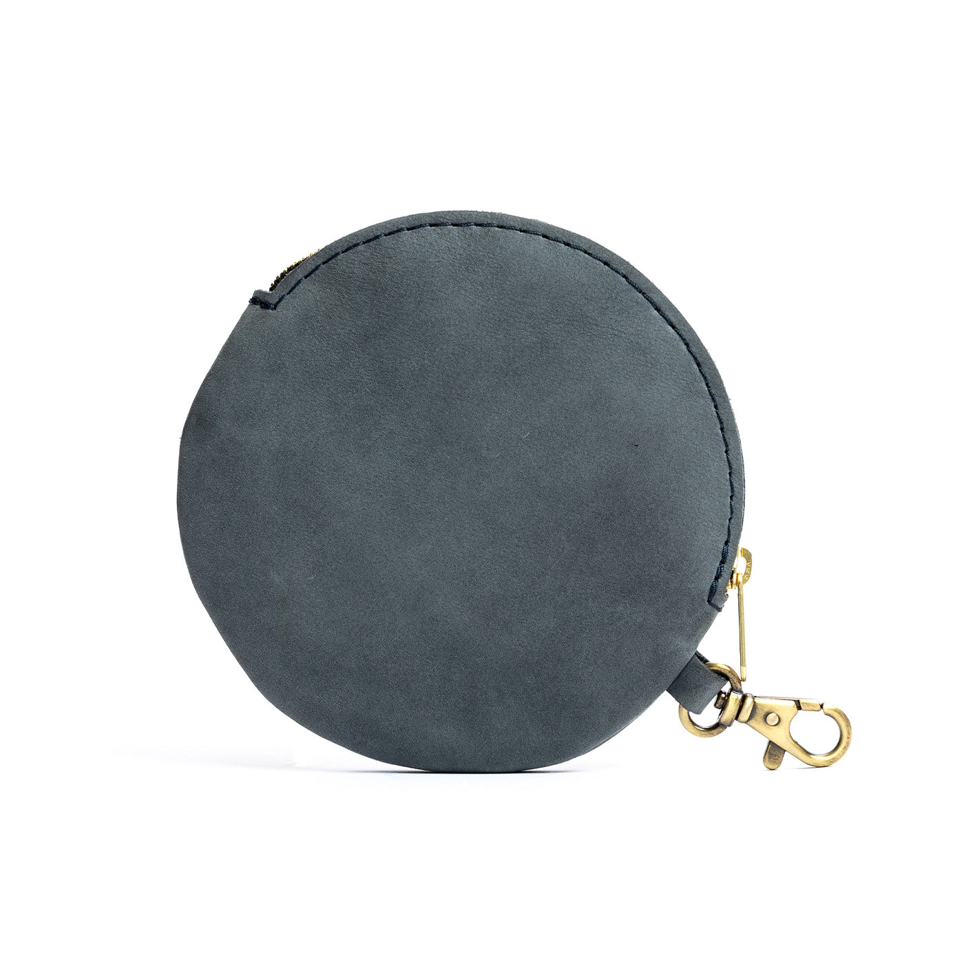 All Color: Storm | Leather flat round keychain pouch