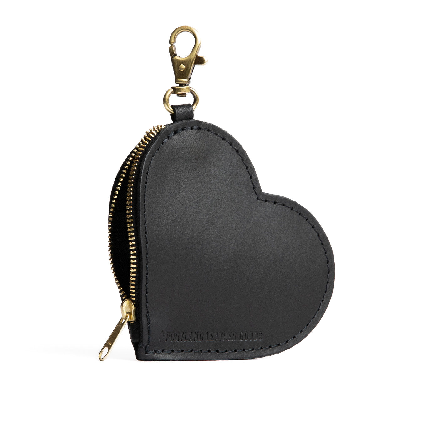 All Color: Black | top zippered heart shaped pouch with keychain