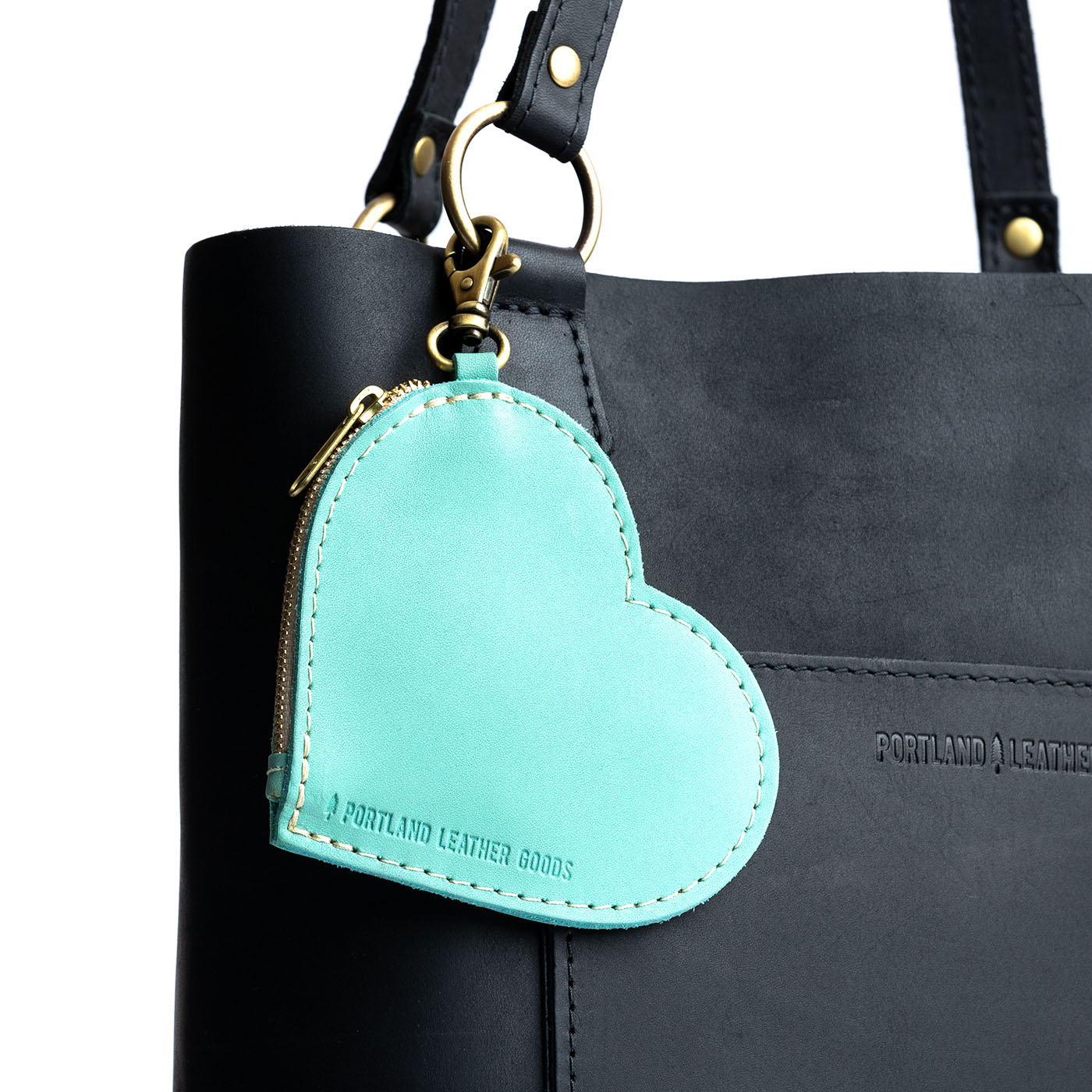 All Color: Mint | top zippered heart shaped pouch with keychain