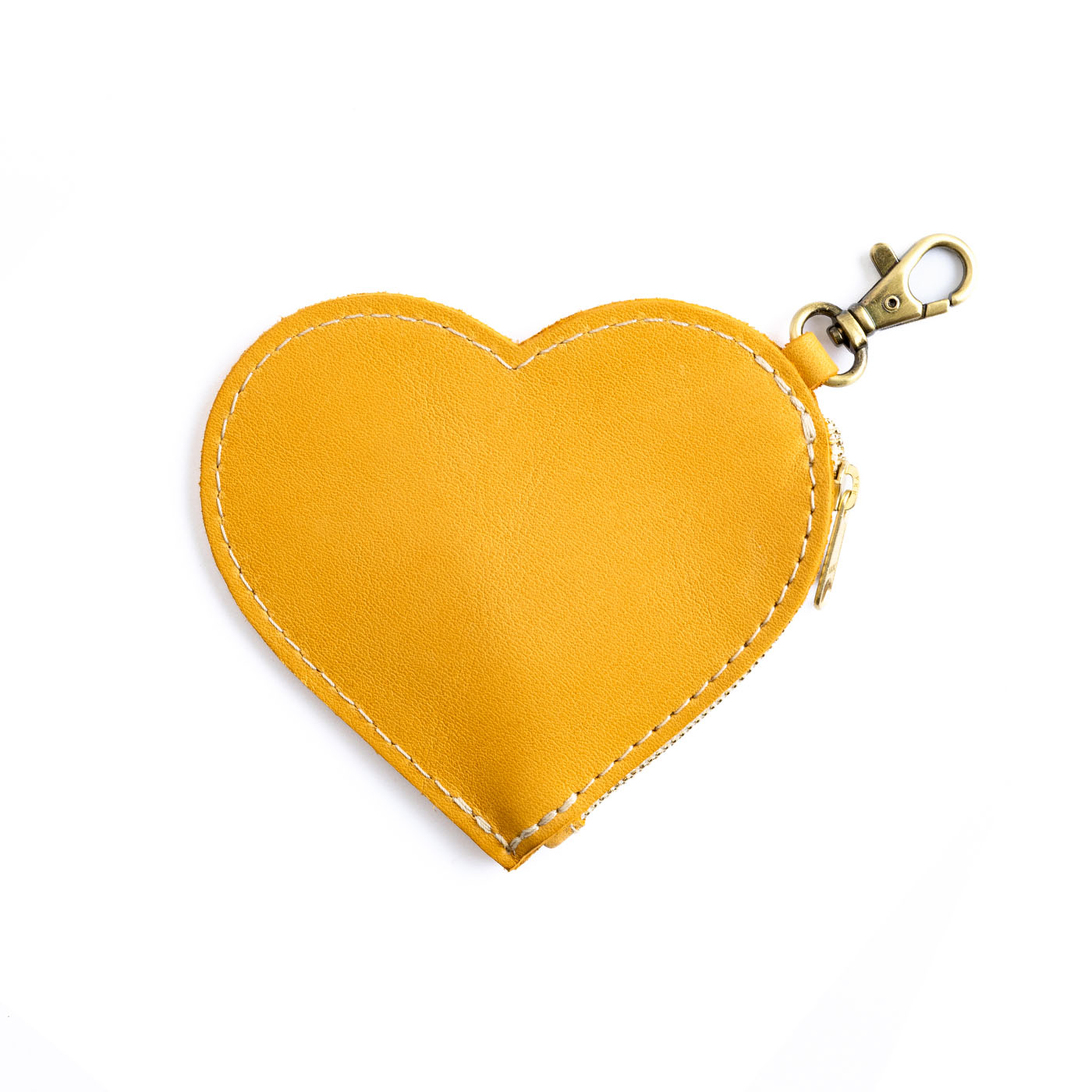 All Color: Sunflower | top zippered heart shaped pouch with keychain